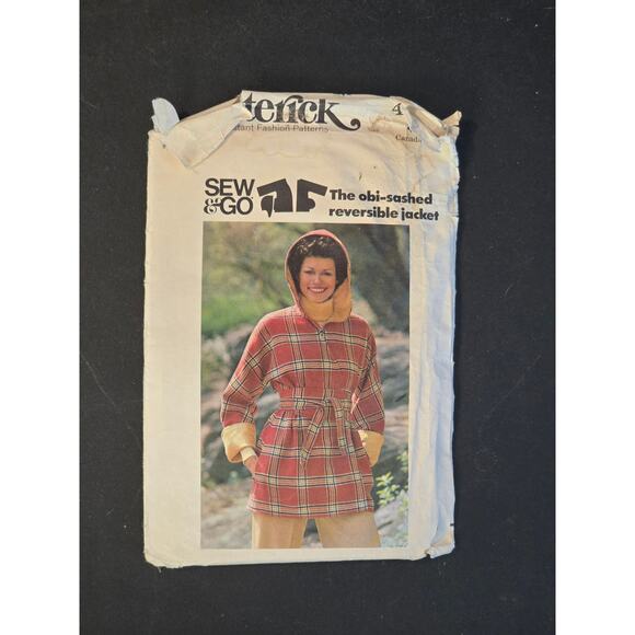 Butterick 4492 Reversible Jacket, Obi Sash Size: 8 Uncut Sewing Pattern - Picture 1 of 3